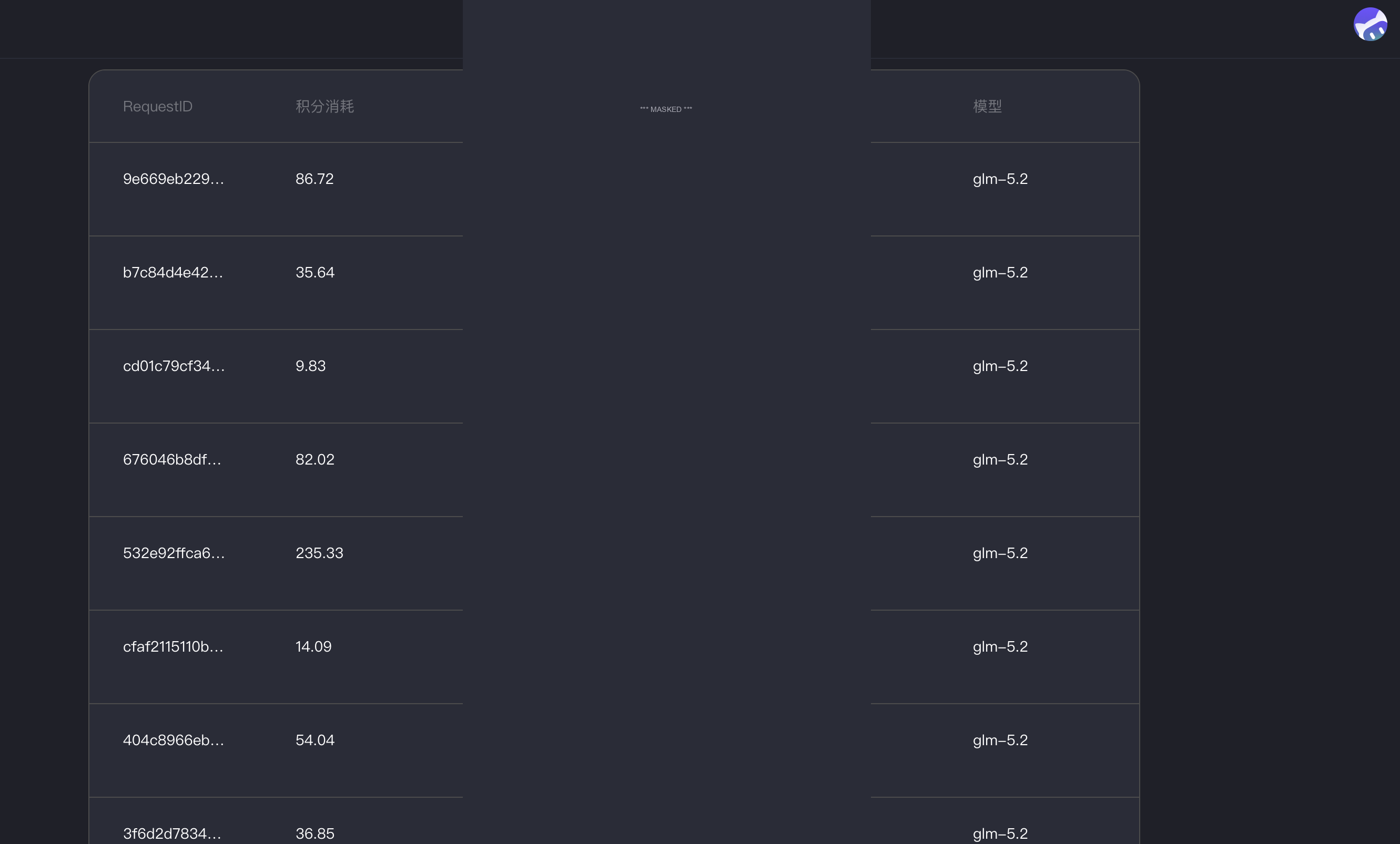 CodeBuddy point-based consumption history — user prompt column masked
