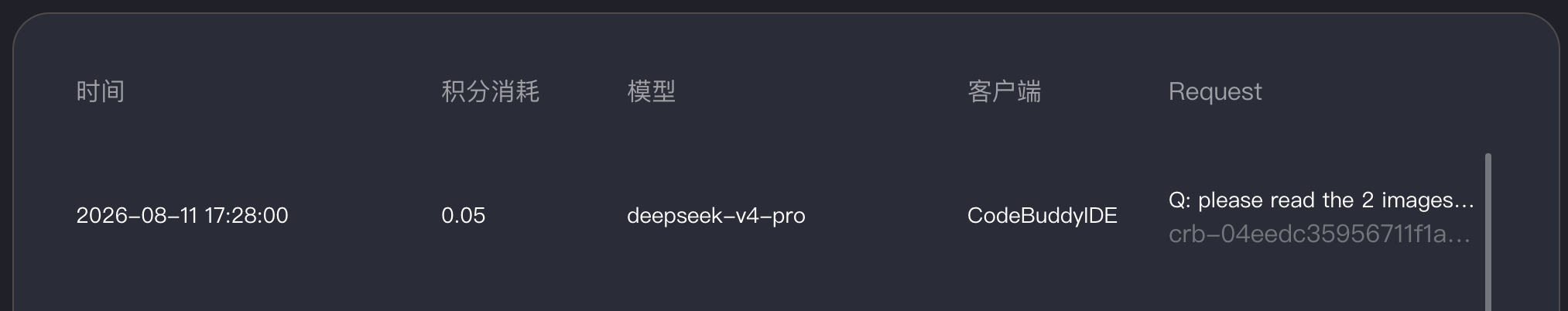 CodeBuddy 后台请求记录