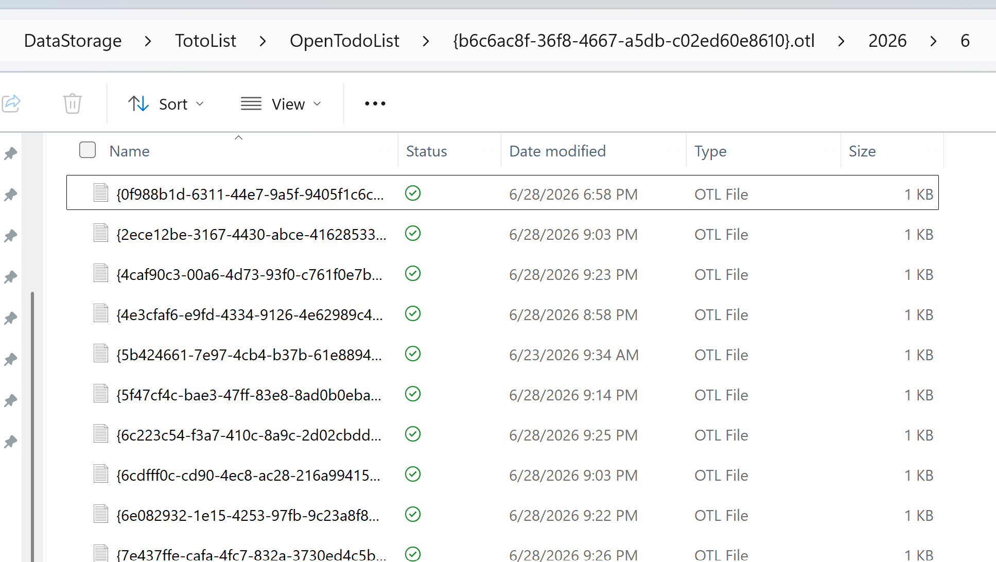 OpenTodoList 文件存储结构，展示 JSON 任务文件的目录布局